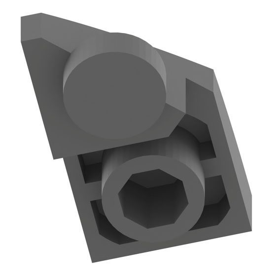 1x2反向弧形砖左切带完整凸点1 × 2 Inverted Curved Brick, Left Cut with Full Stud