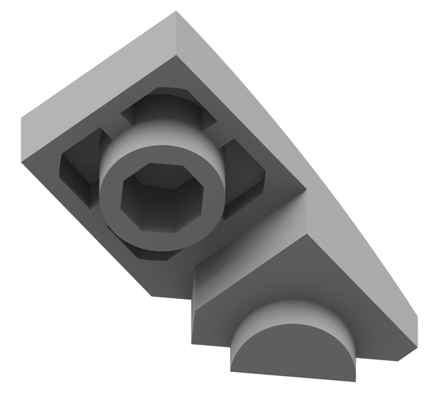 1x2反向弧形砖左切带半凸点1 × 2 Inverted Curved Brick, Left Cut with Half Stud