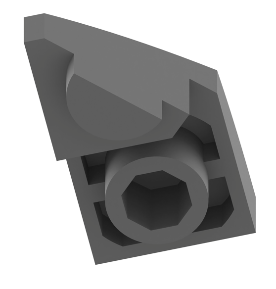 1x2反向弧形砖左切带半凸点1 × 2 Inverted Curved Brick, Left Cut with Half Stud