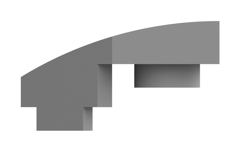 1x2反向弧形砖左切带半凸点1 × 2 Inverted Curved Brick, Left Cut with Half Stud