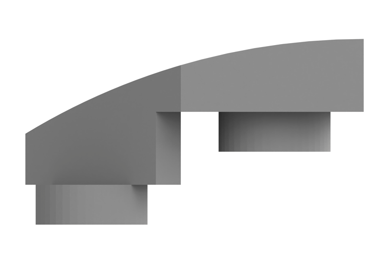 1x2反向弧形砖左切带完整凸点1 × 2 Inverted Curved Brick, Left Cut with Full Stud