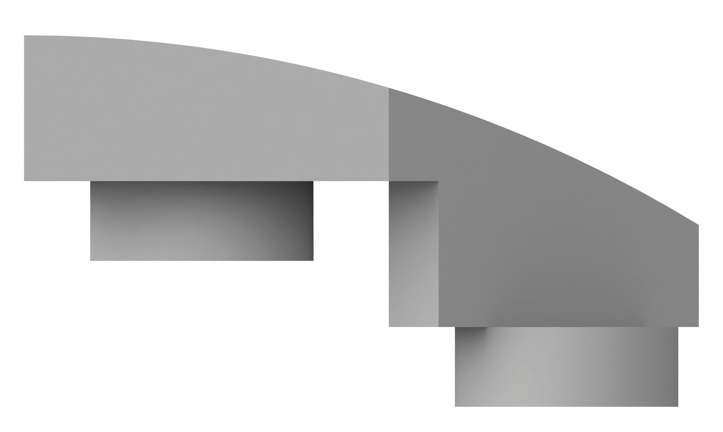 1x2反向弧形砖右切带完整凸点1 × 2 Inverted Curved Brick, Right Cut with Full Stud